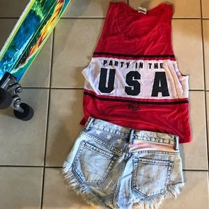 PacSun Bullhead Flag FESTIVAL SHORTIE SHORTS 1